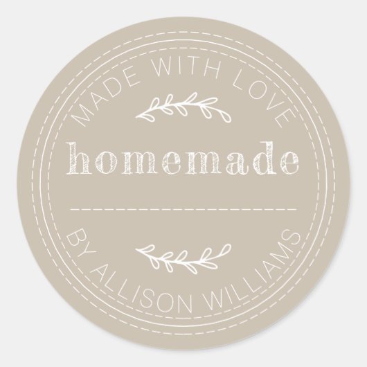 Rustikale hausgemachte Backwaren Jam Can Grau Runder Aufkleber (Vorderseite)