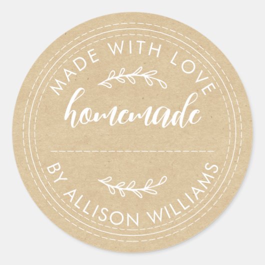 Rustikale, hausgemachte Backwaren Jam Can Kraft Runder Aufkleber (Vorderseite)