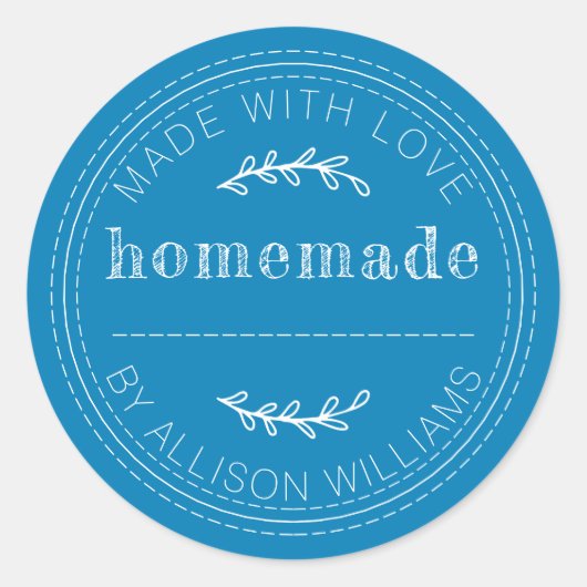 Rustikale hausgemachte Backwaren Jam kann blau leu Runder Aufkleber (Vorderseite)