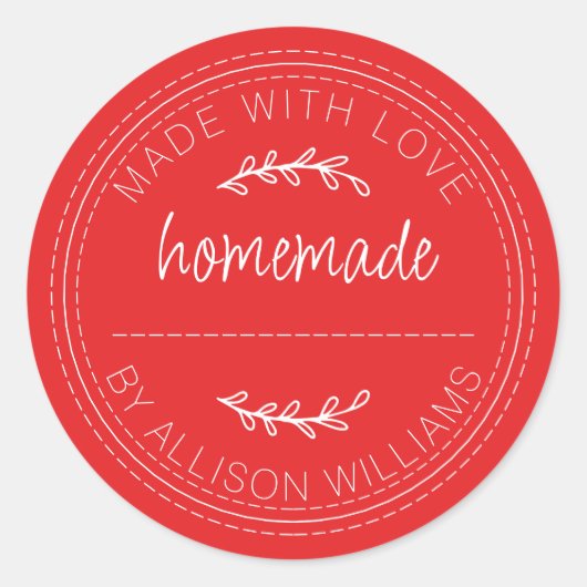 Rustikale, hausgemachte Backwaren Jam kann rot leu Runder Aufkleber (Vorderseite)