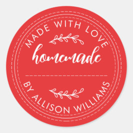 Rustikale, hausgemachte Backwaren Jam kann rot leu Runder Aufkleber