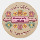 Rustikale, hausgemachte Backwaren Kekse florale Kr Runder Aufkleber (Vorderseite)