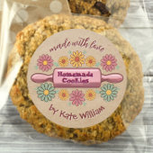 Rustikale, hausgemachte Backwaren Kekse florale Kr Runder Aufkleber