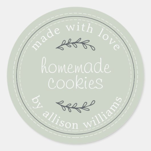 Rustikale hausgemachte Backwaren Kekse grün Runder Aufkleber (Vorderseite)