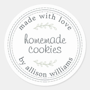 Rustikale hausgemachte Backwaren Kekse Rot Runder Aufkleber