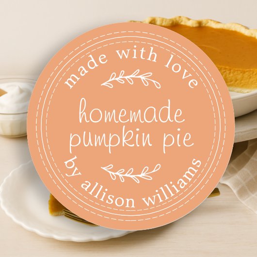 Rustikale, hausgemachte Backwaren Pumpkin Pie Oran Runder Aufkleber
