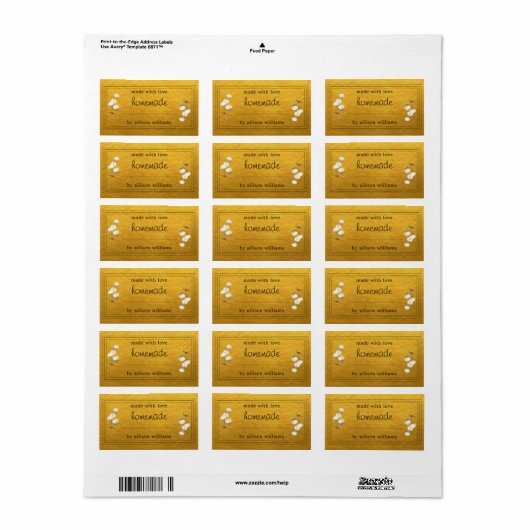 Rustikale, hausgemachte Baumwolle Sprig Gold Adressaufkleber (Vorne)