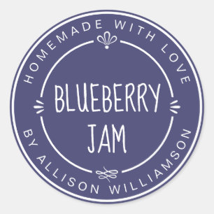 Rustikale hausgemachte Blaubeere Jam Canning Navy Runder Aufkleber