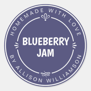 Rustikale hausgemachte Blaubeere Jam Canning Navy Runder Aufkleber