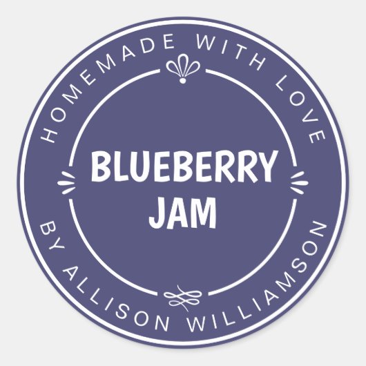 Rustikale hausgemachte Blaubeere Jam Canning Navy Runder Aufkleber (Vorderseite)