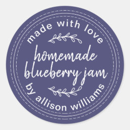 Rustikale hausgemachte Blaubeere Jam Canning Navy  Runder Aufkleber