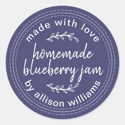 Rustikale hausgemachte Blaubeere Jam Canning Navy  Runder Aufkleber (Vorderseite)