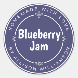 Rustikale hausgemachte Blaubeere Jam Canning Navy Runder Aufkleber