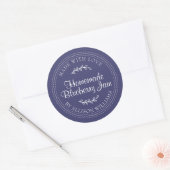 Rustikale hausgemachte Blaubeere Jam Canning Navy  Runder Aufkleber (Umschlag)