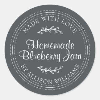 Rustikale hausgemachte Blueberry Jam Canning Black Runder Aufkleber