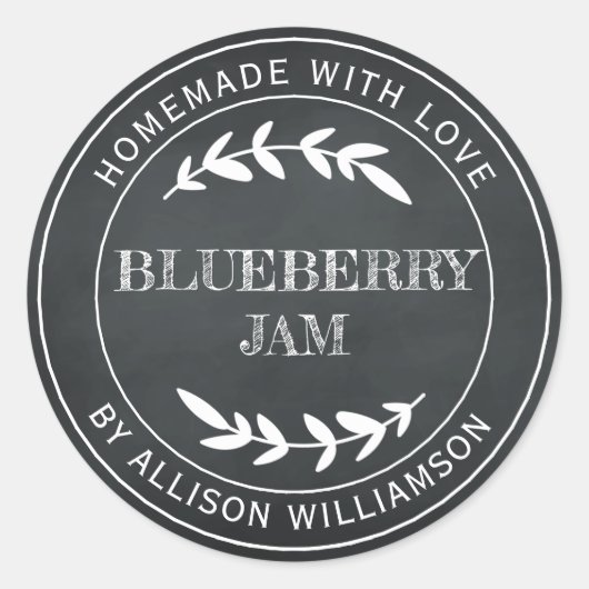 Rustikale hausgemachte Blueberry Jam Canning Chalk Runder Aufkleber (Vorderseite)