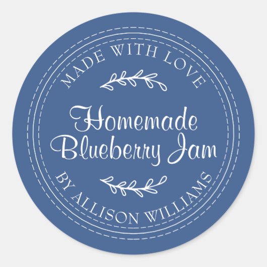 Rustikale hausgemachte Blueberry Jam Canning Class Runder Aufkleber (Vorderseite)