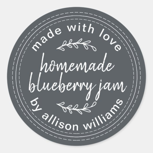 Rustikale hausgemachte Blueberry Jam Canning Dark Runder Aufkleber (Vorderseite)