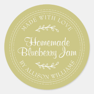 Rustikale hausgemachte Blueberry Jam Canning Green Runder Aufkleber