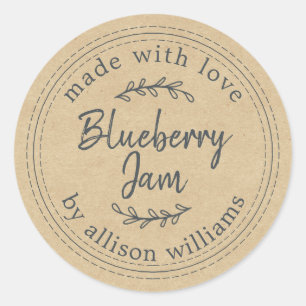 Rustikale hausgemachte Blueberry Jam Canning Kraft Runder Aufkleber