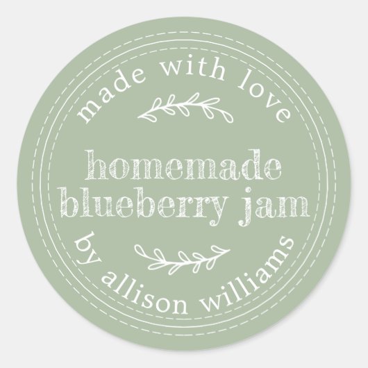 Rustikale hausgemachte Blueberry Jam Canning Laure Runder Aufkleber (Vorderseite)