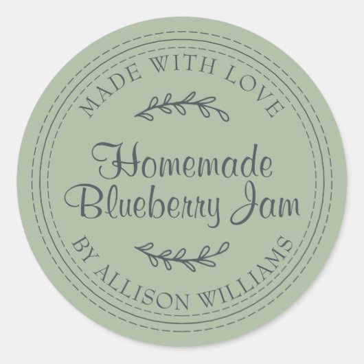 Rustikale hausgemachte Blueberry Jam Canning Laure Runder Aufkleber (Vorderseite)