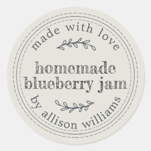 Rustikale hausgemachte Blueberry Jam Canning Light Runder Aufkleber