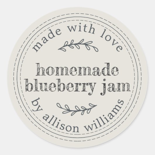 Rustikale hausgemachte Blueberry Jam Canning Light Runder Aufkleber (Vorderseite)