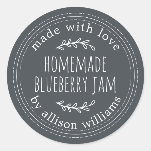 Rustikale hausgemachte Blueberry Jam Canning Off B Runder Aufkleber (Vorderseite)