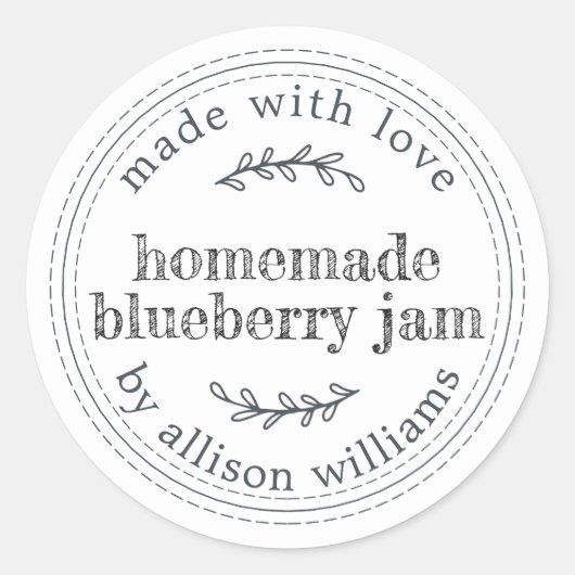 Rustikale hausgemachte Blueberry Jam Canning Schwa Runder Aufkleber (Vorderseite)