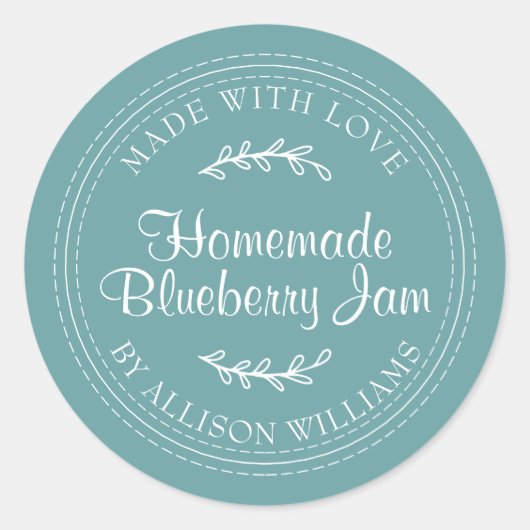 Rustikale hausgemachte Blueberry Jam Canning Türki Runder Aufkleber (Vorderseite)