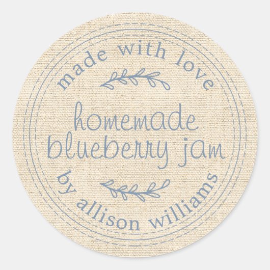 Rustikale hausgemachte Blueberry Jam Canning Vinta Runder Aufkleber (Vorderseite)