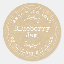 Rustikale hausgemachte Blueberry Jam Kraft Paper C Runder Aufkleber