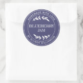 Rustikale hausgemachte Blueberry Jam Navy Blue Jar Runder Aufkleber (Tasche)