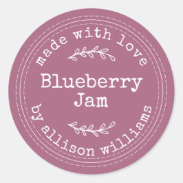 Rustikale hausgemachte Blueberry Jam Purple Runder Aufkleber