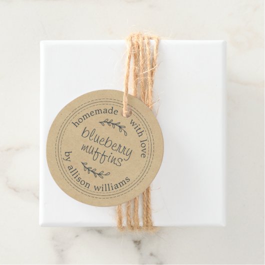 Rustikale, hausgemachte Blueberry Muffins Kraft Pa Geschenkanhänger (Beispiel)