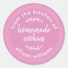 Rustikale hausgemachte Cookies Fuchsia Pink Runder Aufkleber