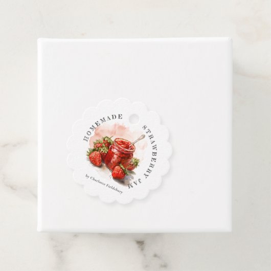 Rustikale, hausgemachte Erdbeere Jam Packaging Han Geschenkanhänger (Beispiel)