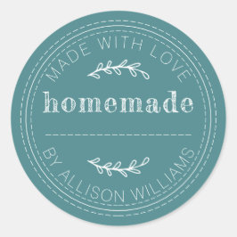 Rustikale, hausgemachte Konfitüre kann Aquamarin w Runder Aufkleber