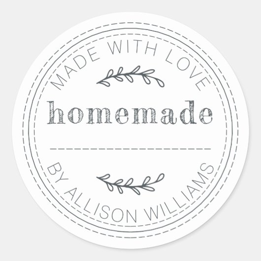 Rustikale, hausgemachte Konfitüre kann Schwarz-wei Runder Aufkleber (Vorderseite)