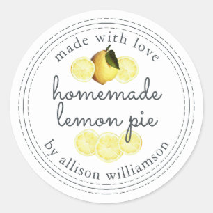 Rustikale hausgemachte Lemon Pie White Runder Aufkleber