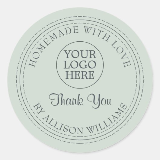 Rustikale hausgemachte Liebe Danke grünes Logo Runder Aufkleber (Vorderseite)
