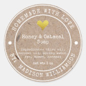 Rustikale hausgemachte Liebe mit Seifenkennzeichnu Runder Aufkleber (Vorderseite)