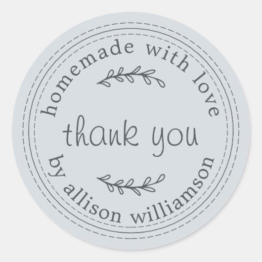 Rustikale hausgemachte Liebe Pastel Blue Danke Runder Aufkleber (Vorderseite)