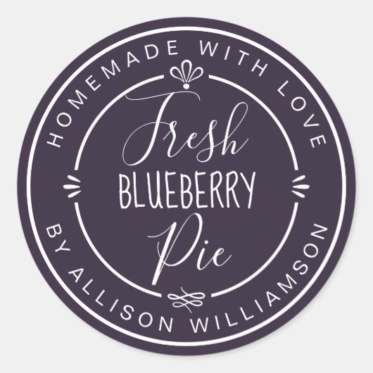 Rustikale, hausgemachte Lila Blaubeere Runder Aufkleber (Vorderseite)