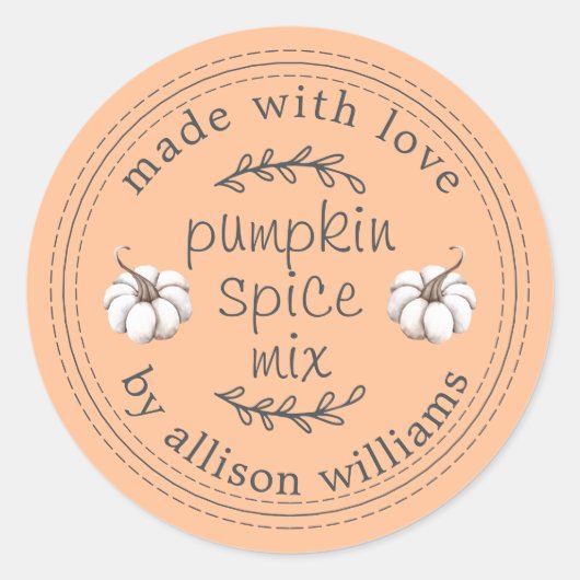 Rustikale hausgemachte Pumpkin Gewürz Mix Orange Runder Aufkleber (Vorderseite)