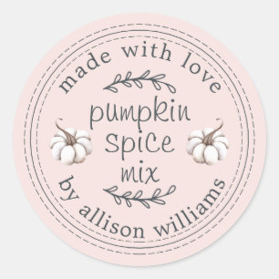 Rustikale hausgemachte Pumpkin Gewürz Mix Pink Runder Aufkleber