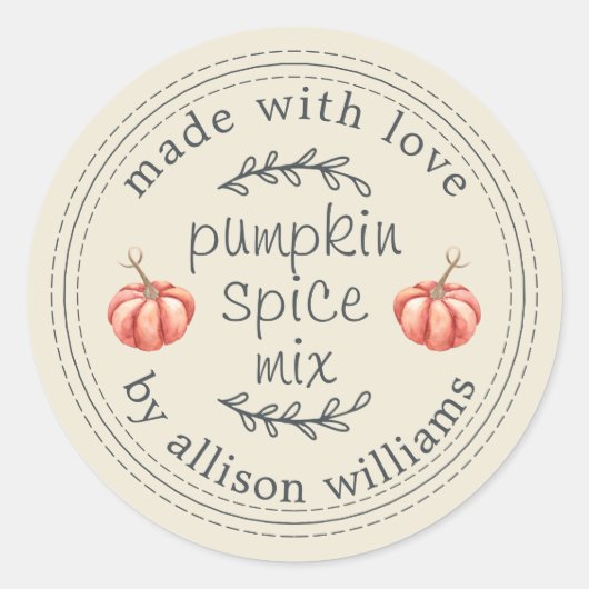 Rustikale hausgemachte Pumpkin Gewürze Mix Antique Runder Aufkleber (Vorderseite)