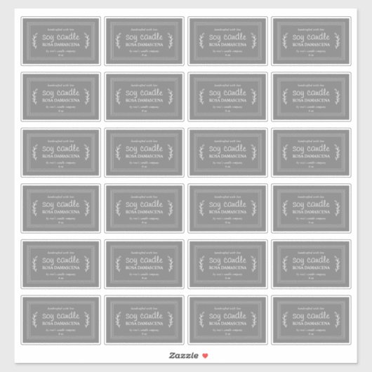 Rustikale, hausgemachte Sojakandle Labels 24x dunk (Blatt)