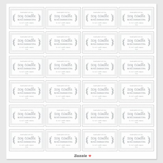 Rustikale, hausgemachte Sojakandle-Labels 24x Schw Aufkleber (Blatt)